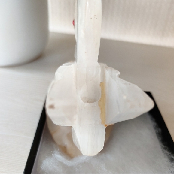 Vintage Onyx Marble Stone Carved Swan Pen Holder - Picture 7 of 13